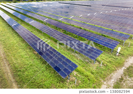 Solar photovoltaic panels for producing clean electrical energy. Renewable electricity with zero emission. Sustainable electric power plant Solar photovoltaic panels for producing clean electrical energy. Renewable electricity with zero emission. Sustainable electric power plant 138082594
