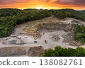 Open-pit mine of gravel materials for construction industry in Appalachian mountains in North Carolina, USA 138082761