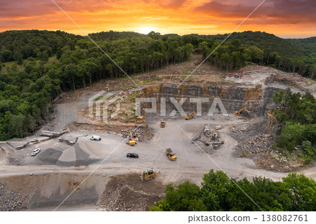 Open-pit mine of gravel materials for construction industry in Appalachian mountains in North Carolina, USA Open-pit mine of gravel materials for construction industry in Appalachian mountains in North Carolina, USA 138082761