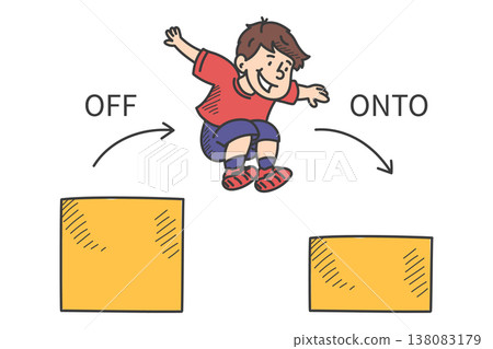 Boy jumping off and onto the box Boy jumping off and onto the box 138083179