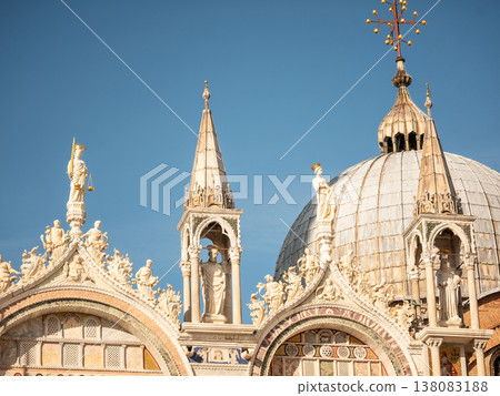 Landscape with Rialto Bridge and gondola Grand Canal in Venice, Italy, Europe. 138083188