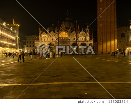 Landscape with Rialto Bridge and gondola Grand Canal in Venice, Italy, Europe. Landscape with Rialto Bridge and gondola Grand Canal in Venice, Italy, Europe. 138083214
