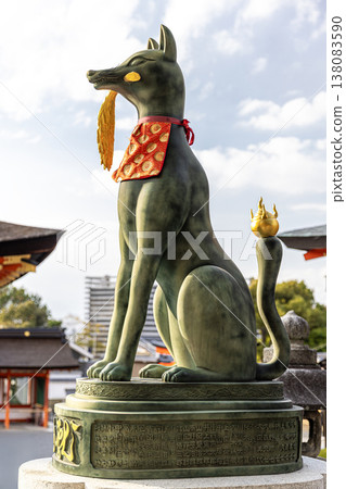 Inari fox kitsune statue at fushimi inari kyoto japan Inari fox kitsune statue at fushimi inari kyoto japan 138083590