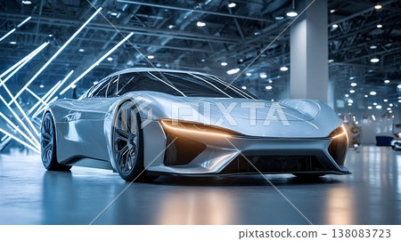 一款具有未來主義設計的豪華跑車 138083723