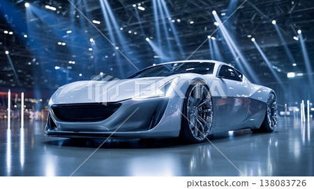一款具有未來主義設計的豪華跑車 138083726