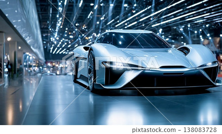 一款具有未來主義設計的豪華跑車 138083728