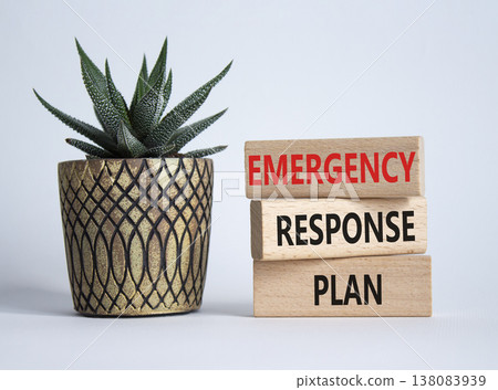 Emergency Response Plan symbol. Concept words Emergency Response Plan on wooden blocks. Businessman hand. Beautiful white background with succulent. Business and Emergency Response Plan concept. Copy Emergency Response Plan symbol. Concept words Emergency Response Plan on wooden blocks. Businessman hand. Beautiful white background with succulent. Business and Emergency Response Plan concept. Copy 138083939