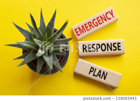 Emergency Response Plan symbol. Concept words Emergency Response Plan on wooden blocks. Businessman hand. Beautiful yellow background with succulent. Business and Emergency Response Plan concept. Copy Emergency Response Plan symbol. Concept words Emergency Response Plan on wooden blocks. Businessman hand. Beautiful yellow background with succulent. Business and Emergency Response Plan concept. Copy 138083943