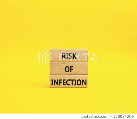 Risk of Infection symbol. Wooden blocks with words Risk of Infection. Beautiful yellow background. Medicine and Risk of Infection concept. Copy space. Risk of Infection symbol. Wooden blocks with words Risk of Infection. Beautiful yellow background. Medicine and Risk of Infection concept. Copy space. 138084209