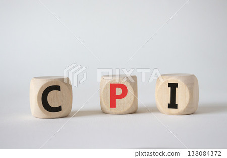 CPI - Consumer Price Index symbol. Concept word CPI on wooden cubes. Beautiful white background. Business and CPI concept. Copy space. CPI - Consumer Price Index symbol. Concept word CPI on wooden cubes. Beautiful white background. Business and CPI concept. Copy space. 138084372