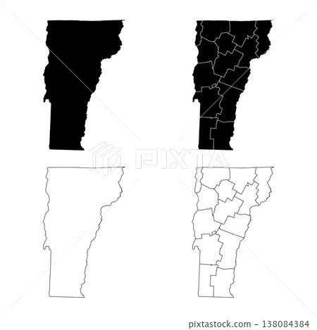 Vermont State Outline and Solid Fill Map Set. 138084384
