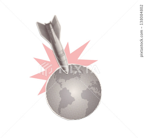 Global military conflict and world war concept. Vintage halftone collage of falling missile attacking earth globe. Retro pop art vector illustration for geopolitical tension and international crisis. Global military conflict and world war concept. Vintage halftone collage of falling missile attacking earth globe. Retro pop art vector illustration for geopolitical tension and international crisis. 138084802