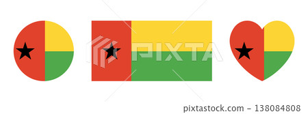 Guinea Bissau heart shaped, rectangular, round flag button. Set of heart, circle, rectangle flag of Guinea Bissau backgrounds. National Guinea Bissau flag icon, badge, sticker. Guinea Bissau heart shaped, rectangular, round flag button. Set of heart, circle, rectangle flag of Guinea Bissau backgrounds. National Guinea Bissau flag icon, badge, sticker. 138084808