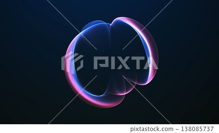 Abstract pink and blue glowing rings with fluid neon light on dark background, futuristic energy composition with smooth digital depth and elegant luminous motion. 138085737