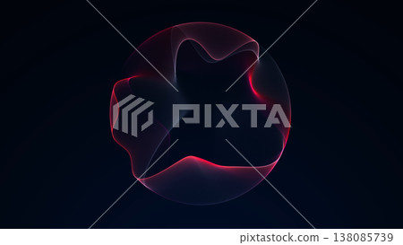 Red glowing plasma sphere with fluid surface and dark sci fi atmosphere, abstract energy form with soft luminous edges and futuristic digital depth. 138085739