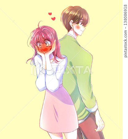 戀愛中的男人轉身,女人臉紅 戀愛中的男人轉身,女人臉紅 138086918