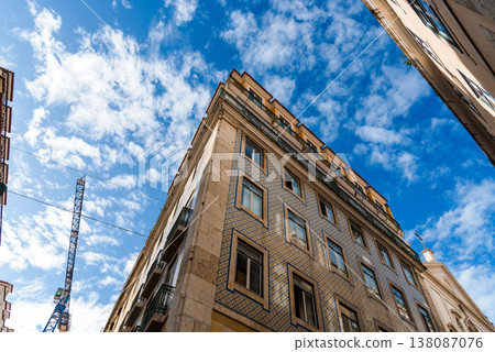 Historic buildings with intricate tilework and balconies in Porto, Portugal. Historic buildings with intricate tilework and balconies in Porto, Portugal. 138087076