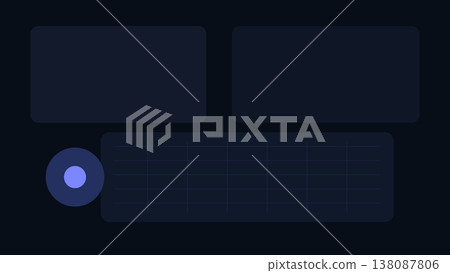 Dark monitoring interface background with indigo matrix grid, floating modules and elegant abstract dashboard composition for admin use 138087806