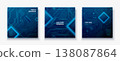 Tech background set with glowing circuit patterns, blue digital waves 138087864