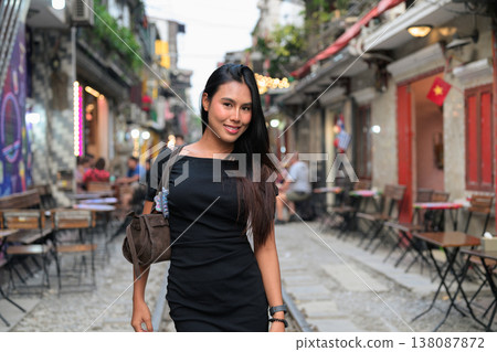 Thai Woman at Hanoi Train Street Vietnam 138087872