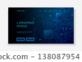Blue circuit board background featuring abstract tech patterns 138087954