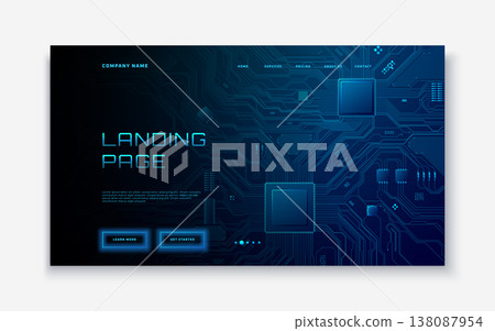 Blue circuit board background featuring abstract tech patterns Blue circuit board background featuring abstract tech patterns 138087954
