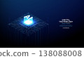 Digital AI chip with neon light trails on electronic board 138088008