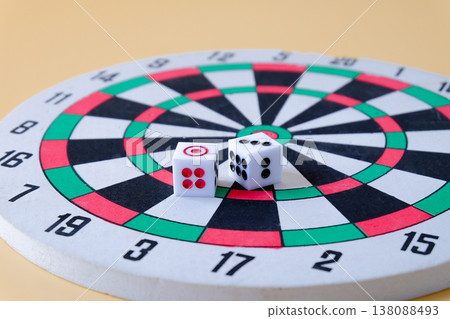 dice on chessboard for gambling on color background. 138088493