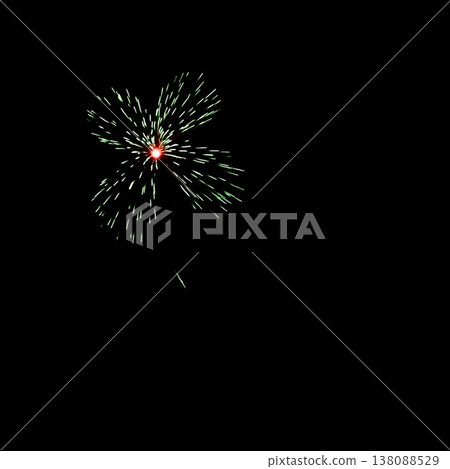Makuhari Beach Fireworks Festival: Green fireworks shaped like four-leaf clovers Makuhari Beach Fireworks Festival: Green fireworks shaped like four-leaf clovers 138088529