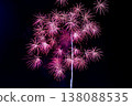 Sumida River Fireworks Festival: Vibrant pink fireworks, aerial display, night sky background material. 138088535