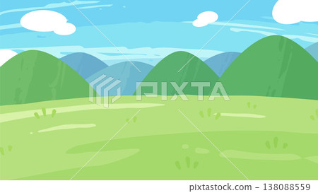A background illustration of a grassland and mountains painted with watercolors_16:9 A background illustration of a grassland and mountains painted with watercolors_16:9 138088559