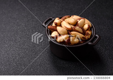 Brazil nuts, raw and shelled, are a source of selenium and a healthy food ingredient. Brazil nuts 138088804