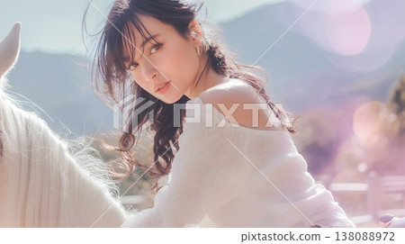 一位騎著馬的美麗女子 138088972