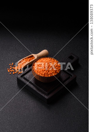 Raw red lentils as a source of protein for a healthy vegan meal. Red lentils 138089373