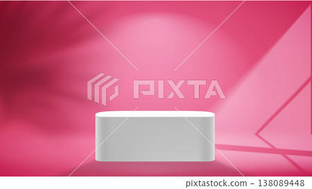 Pink studio with white platform. 3d vector template Pink studio with white platform. 3d vector template 138089448