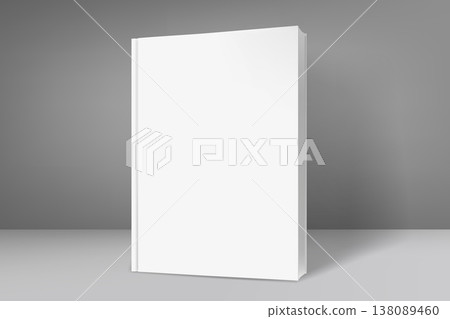 Vertical white book with blank cover. 3d vector mockup for product design Vertical white book with blank cover. 3d vector mockup for product design 138089460