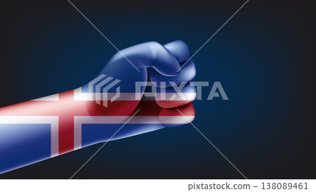 Fist with flag of Iceland. 3d vector illustration Fist with flag of Iceland. 3d vector illustration 138089461