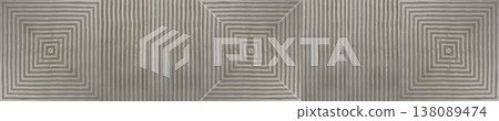Panoramic Grey Concrete Wall Panel Featuring Alternating Squares and Lines Panoramic Grey Concrete Wall Panel Featuring Alternating Squares and Lines 138089474