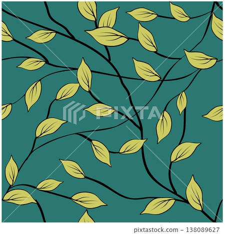 Spring botanical print. Vector retro floral seamless pattern. Seamless pattern abstract leaf. Spring botanical print. Vector retro floral seamless pattern. Seamless pattern abstract leaf. 138089627