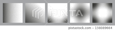Stipple effect texture set with soft gradient fade. Grainy white backgrounds, halftone dot patterns, and dusty particle overlays for creative projects. Stipple effect texture set with soft gradient fade. Grainy white backgrounds, halftone dot patterns, and dusty particle overlays for creative projects. 138089664