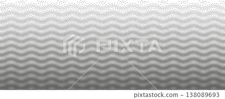 Wavy gradient horizontal monochrome grain transition background. Stipple ripple noise pattern texture. Wavy gradient horizontal monochrome grain transition background. Stipple ripple noise pattern texture. 138089693