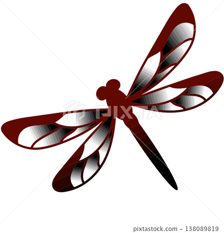 Stylized Red Dragonfly Illustration Isolated on White 138089819
