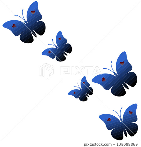 Set of Blue Flying Butterfly Vector Illustrations Set of Blue Flying Butterfly Vector Illustrations 138089869