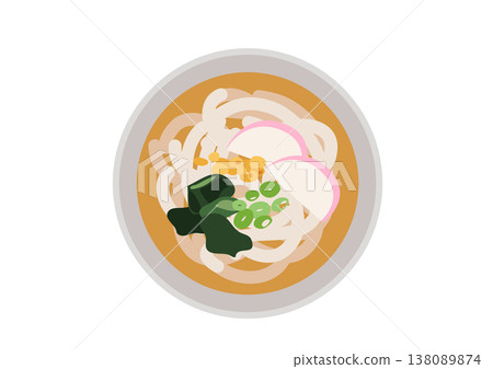 A delicious-looking wakame udon seen from above. A delicious-looking wakame udon seen from above. 138089874