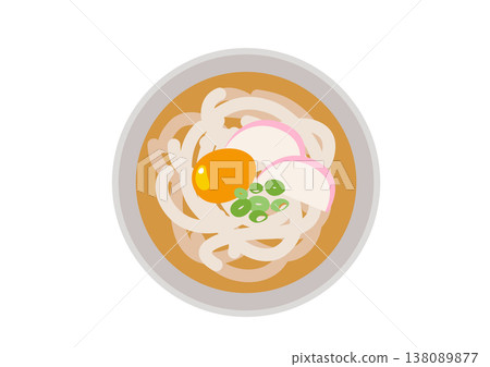 A delicious-looking tsukimi udon seen from above. 138089877