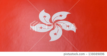 Hong Kong national flag in red and white color as a symbol of independence. Flag of Hong Kong 138089896