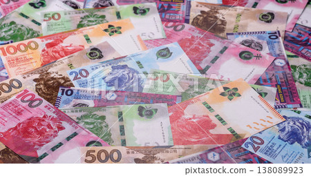 Hong Kong paper money, cash currency for exchange and financial transactions. Hong Kong money 138089923