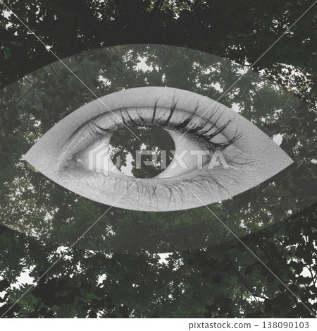 Human eye perceiving nature through surreal double exposure Human eye perceiving nature through surreal double exposure 138090103