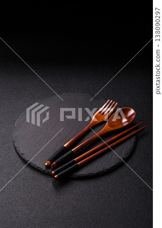 An empty round brown wooden bowl for Asian food. An empty wooden bowl An empty round brown wooden bowl for Asian food. An empty wooden bowl 138090297