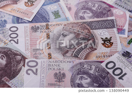 Polish zloty paper money, banknotes for exchange and financial transactions. The Polish zloty Polish zloty paper money, banknotes for exchange and financial transactions. The Polish zloty 138090449